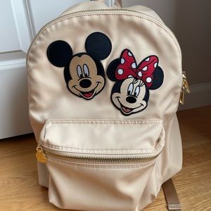 Stoney Clover Lane Large Disney Backpack Sand Minnie and Mickey patches 5” sewn